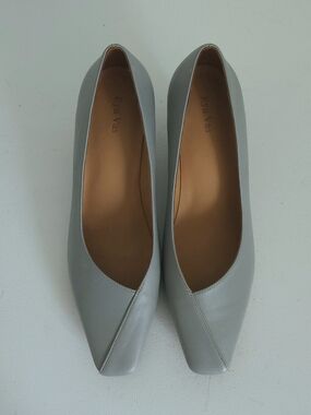 Light Blue Leather Low Heels By Eyn Vas